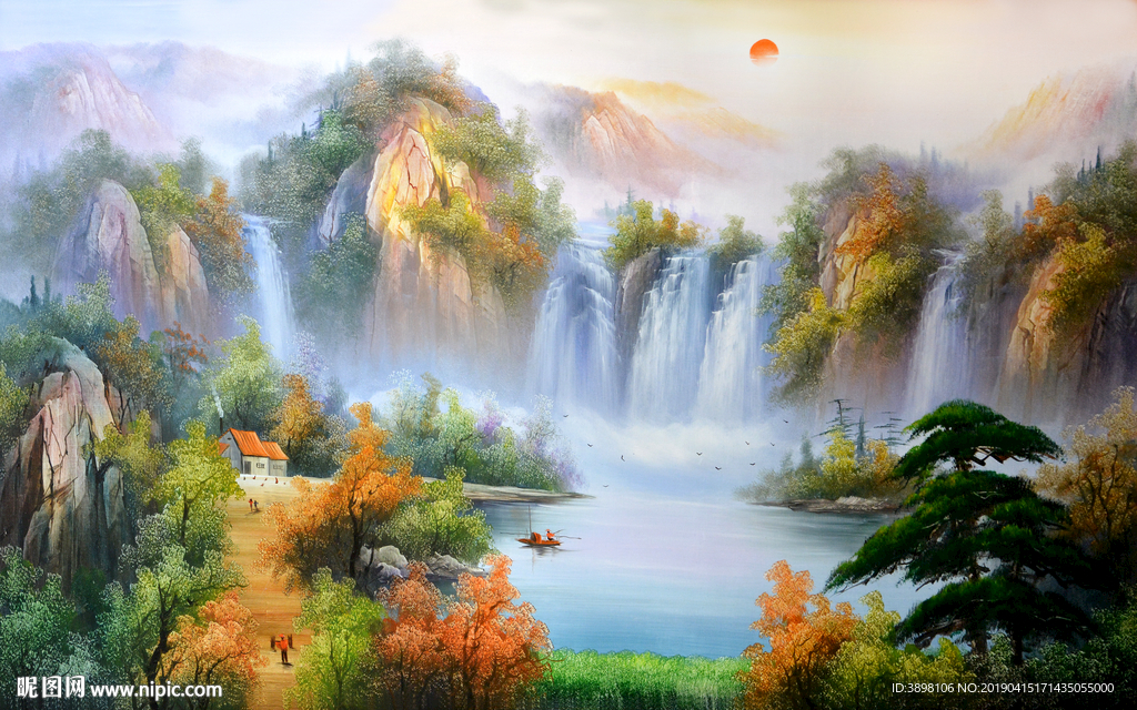 大型山水电视背景墙