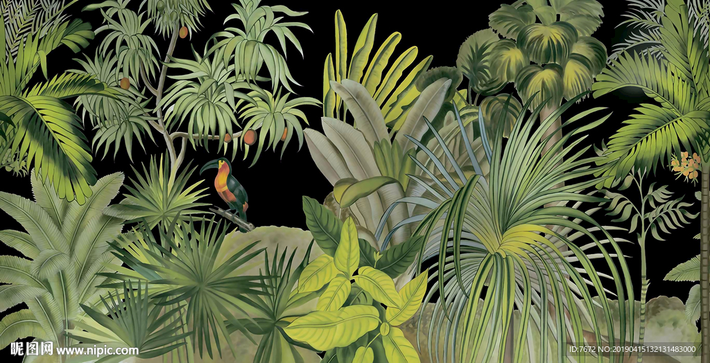 热带植物雨林美式西洋画