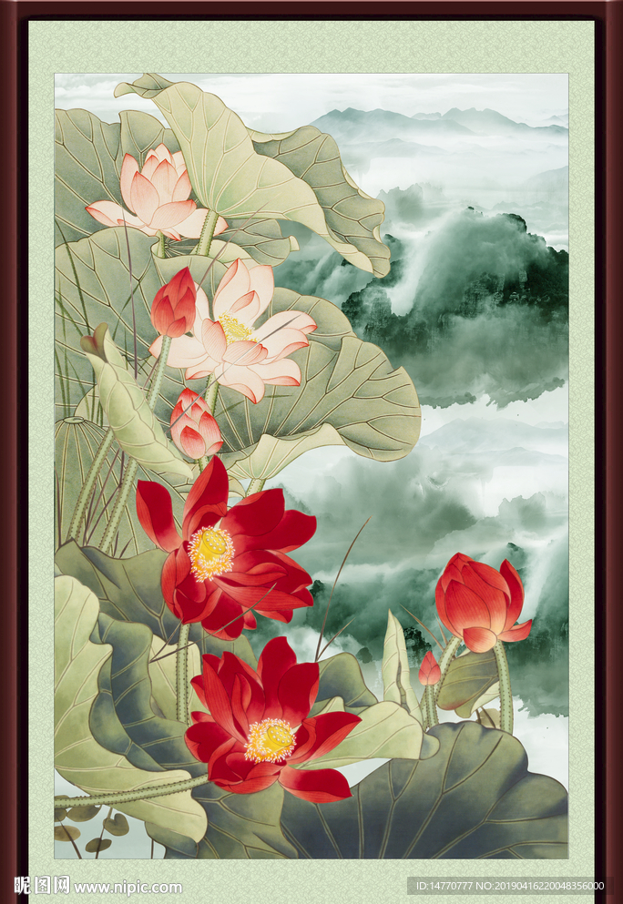 荷花国画