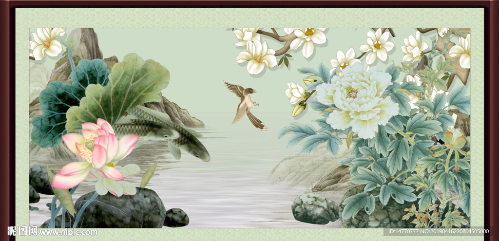 荷花国画