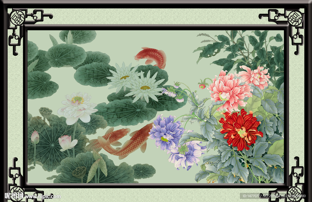 荷花国画