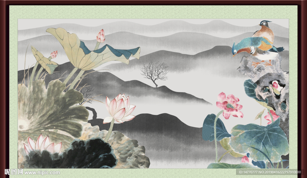 荷花国画