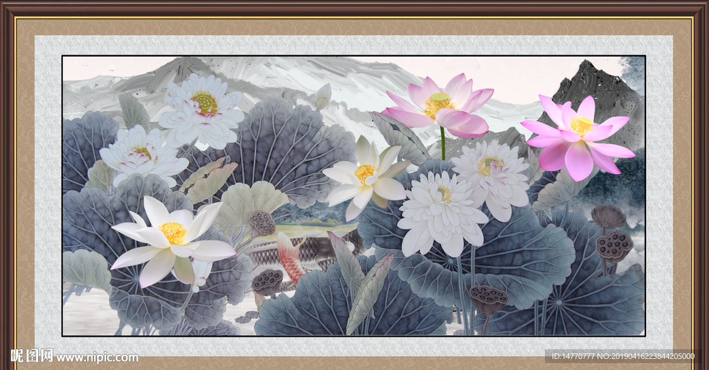 荷花国画