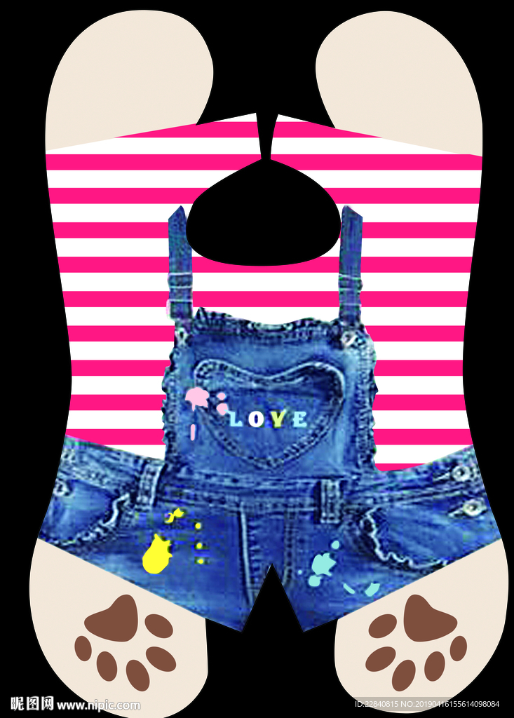 牛仔裤 卡通裤子