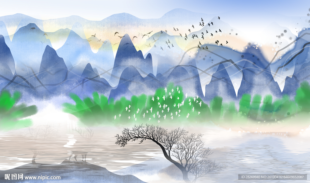 山水壁画