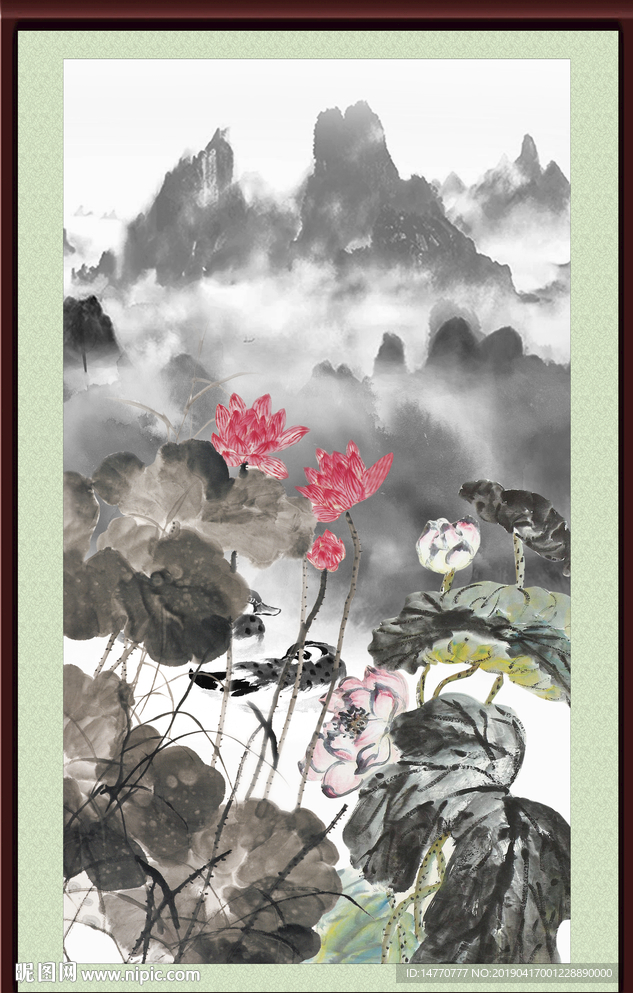 荷花国画