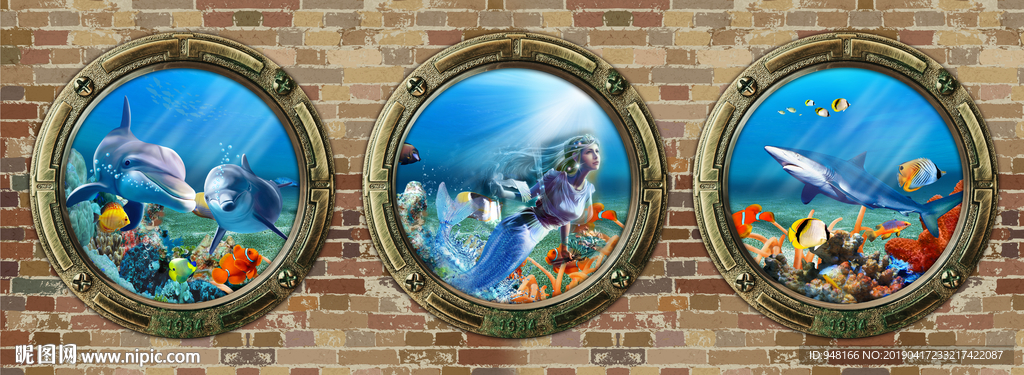3D海洋世界背景墙装饰画