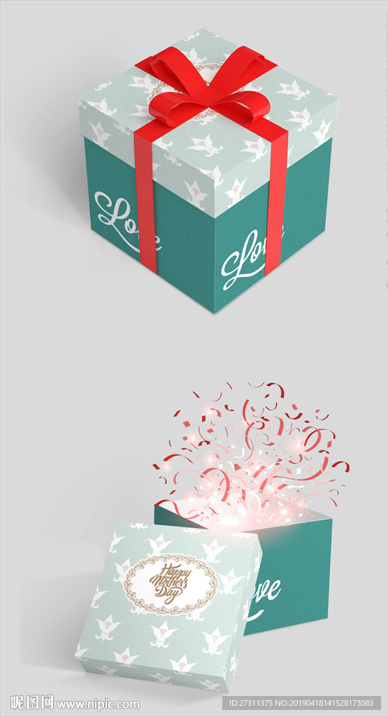 高端清新写意画轻奢丝带礼盒