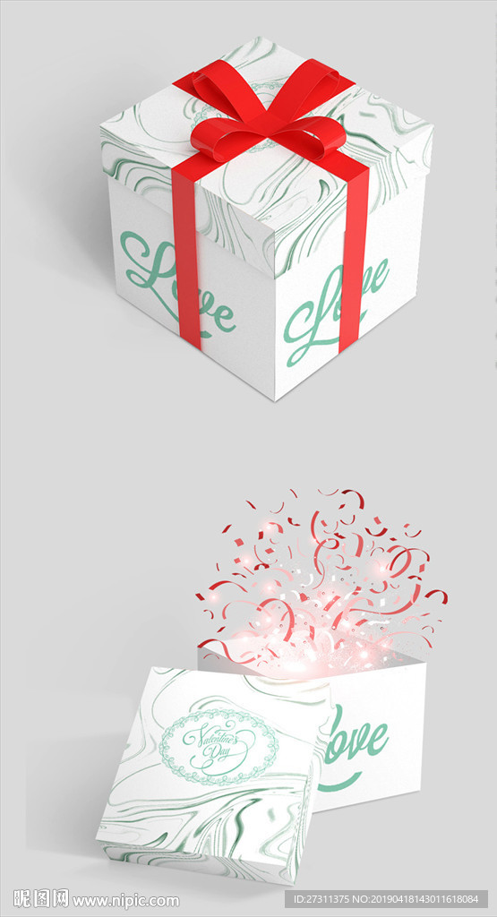 高端清新写意画轻奢丝带礼盒