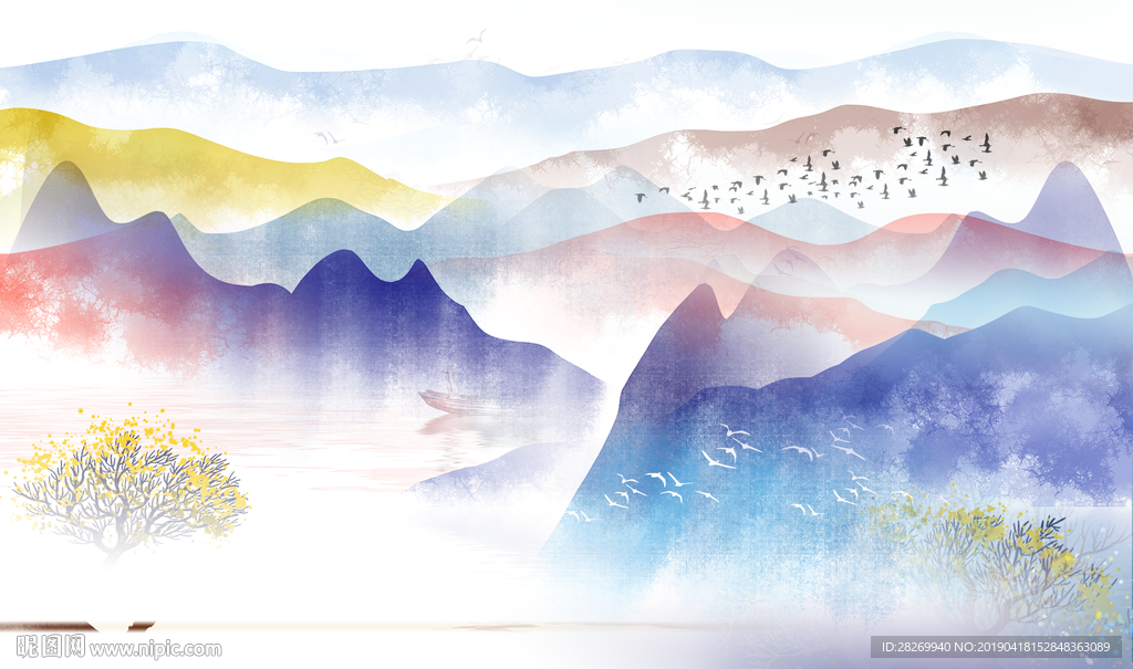 彩色山水
