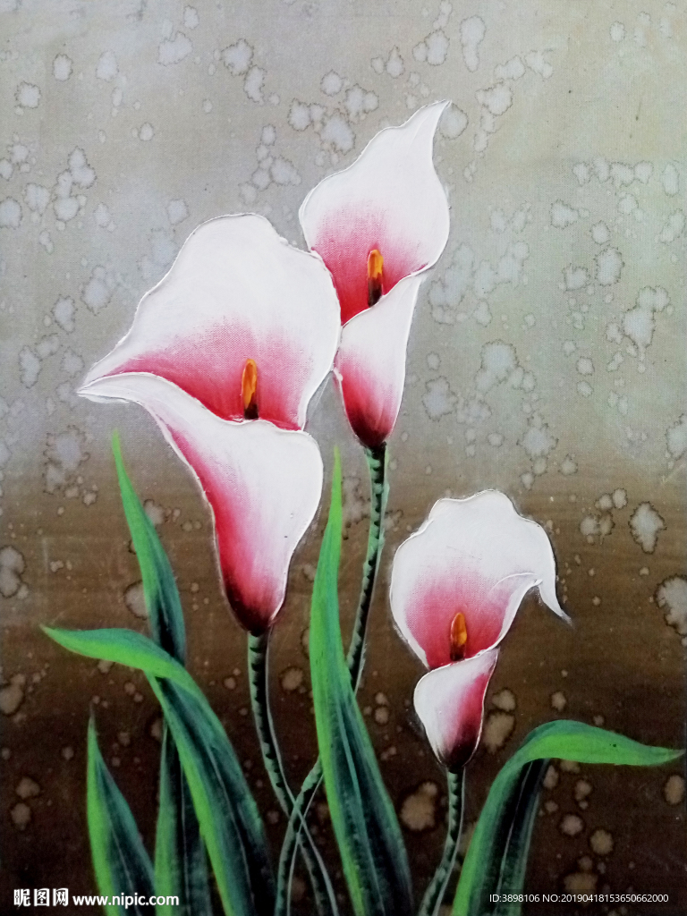 手绘抽象油画花卉装饰画