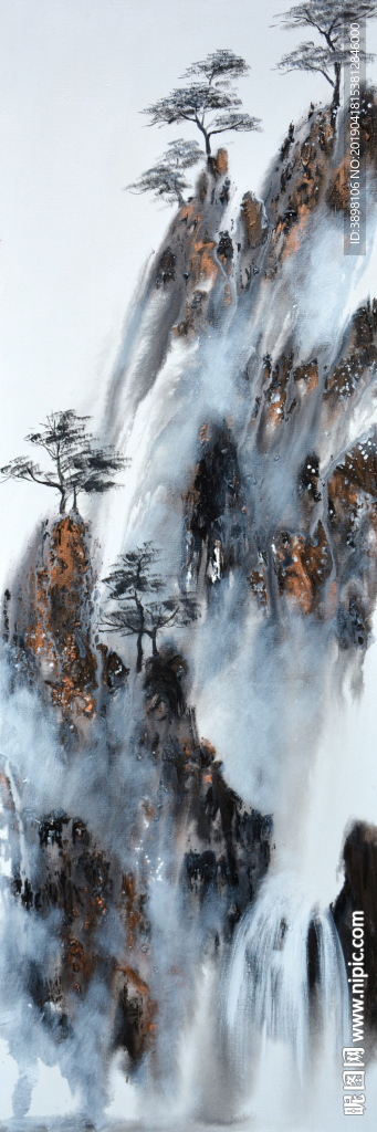 手绘山林客厅装饰画