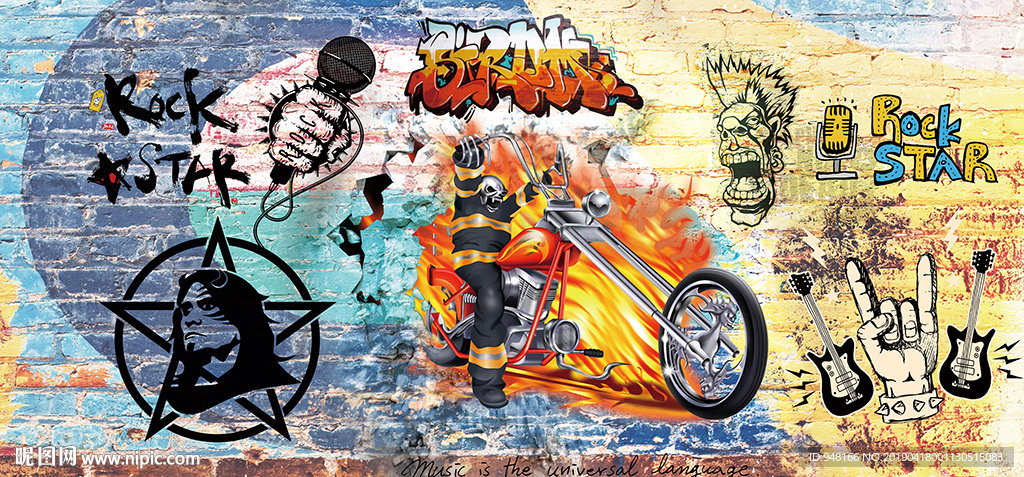 嘻哈摇滚装饰画背景墙