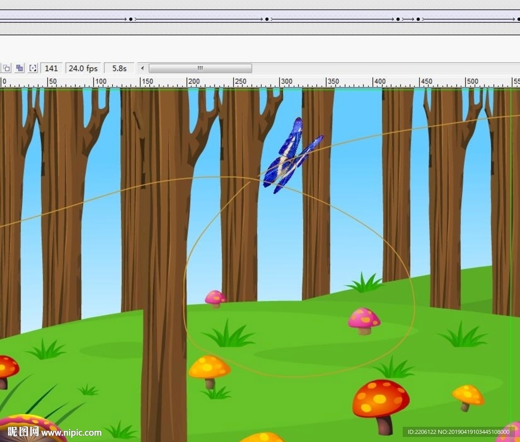 蓝色蝴蝶引导线飞蘑菇林10秒