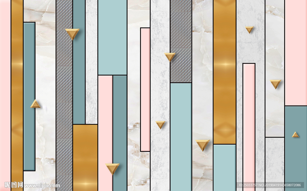 北欧抽象创意拼条色彩玄关屏风装