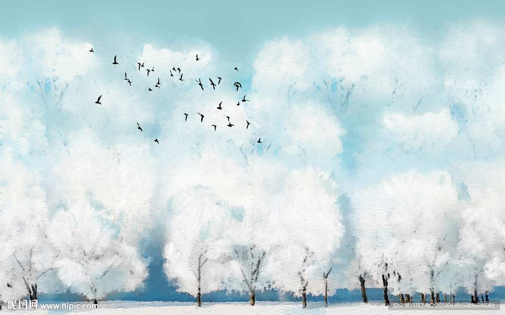 唯美抽象插画玄关屏风电视背景底