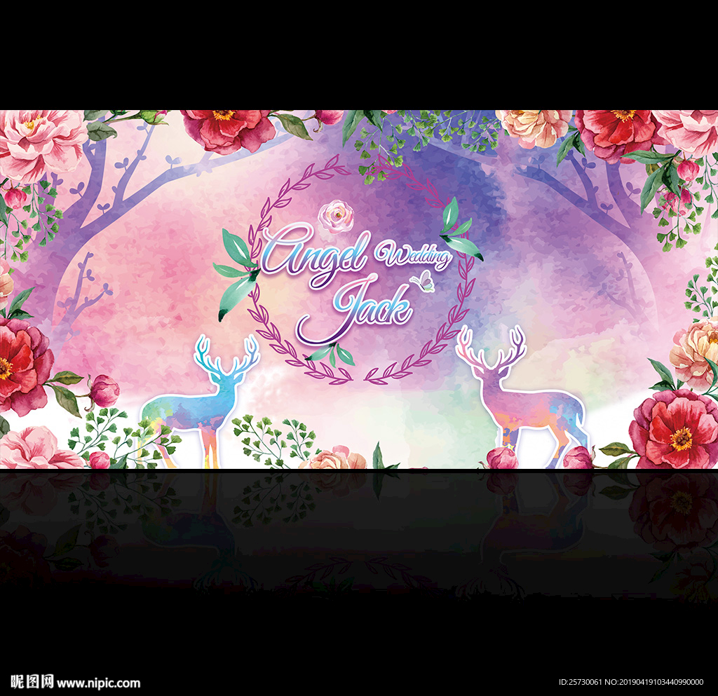 粉紫色花卉婚礼背景