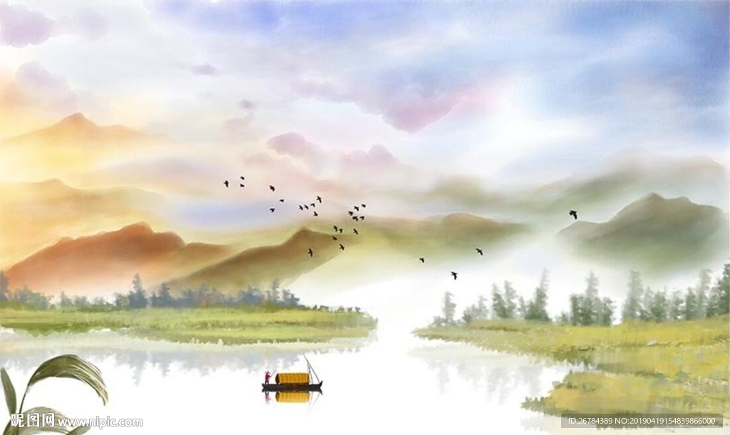 水彩画 田园风情