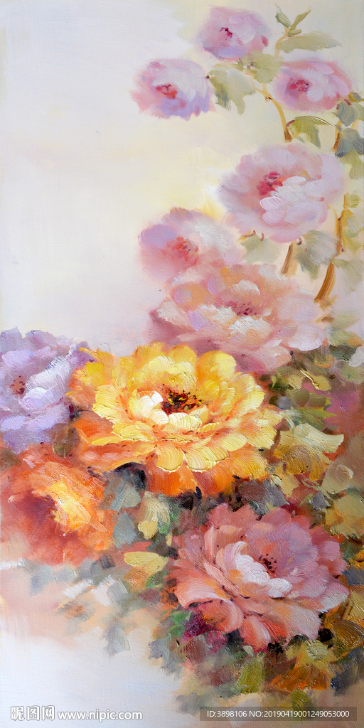 牡丹花卉玄关装饰画