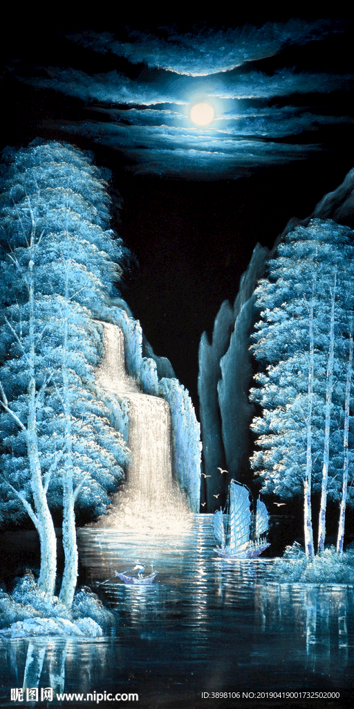 夜景高山流水玄关背景墙