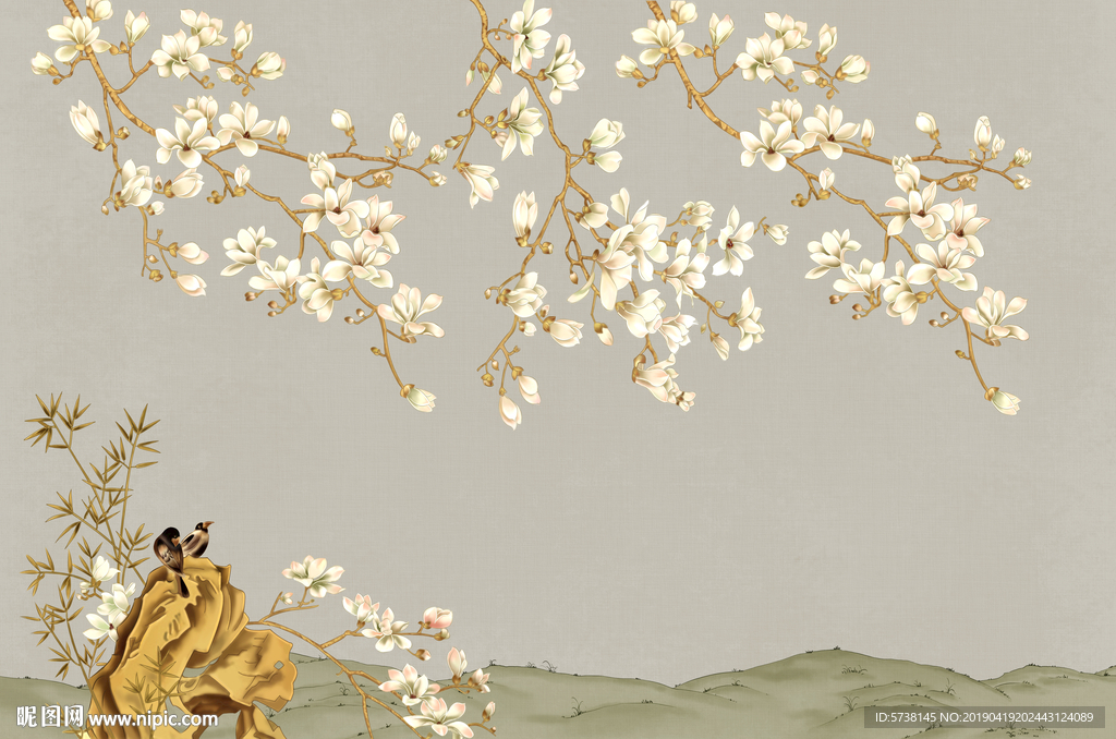 新中式创意玄关屏风电视背景墙底