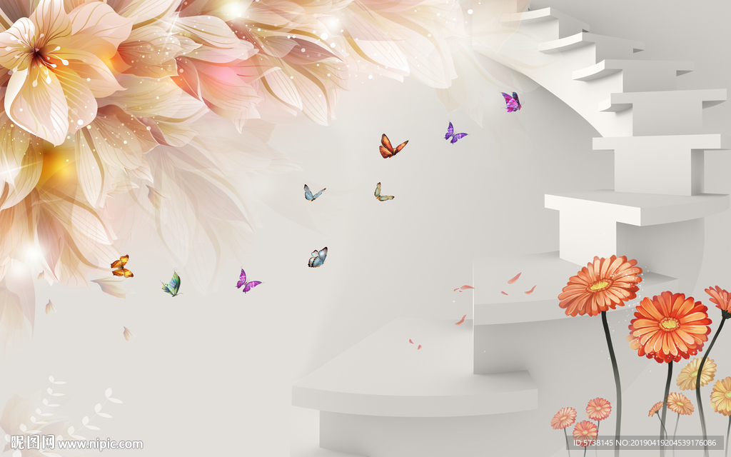 简约立体创意花玄关屏风电视背景