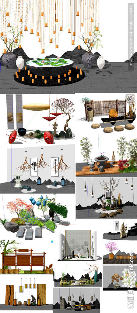 中式园艺模型