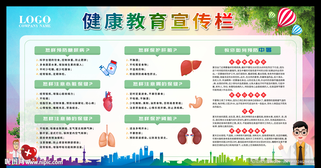健康教育宣传栏 中暑 心脏 肝
