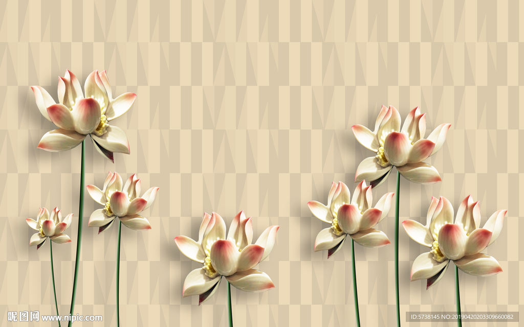 现代简约立体花玄关屏风电视背景