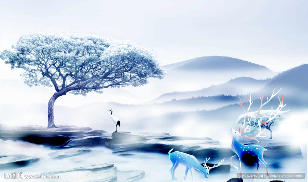 唯美麋鹿电视背景