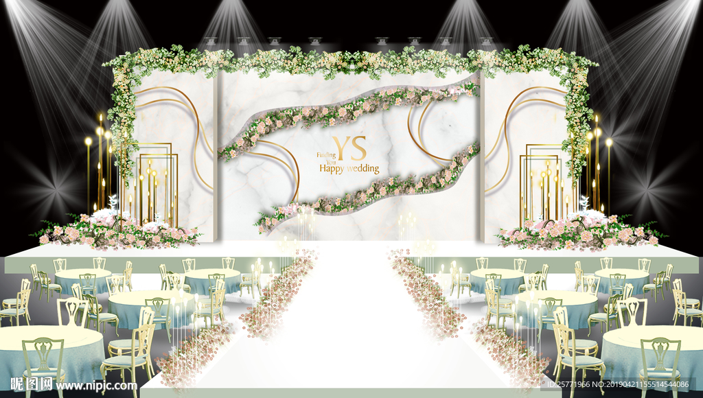 白绿色婚礼 大理石婚礼