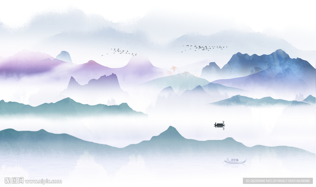 蓝色山水