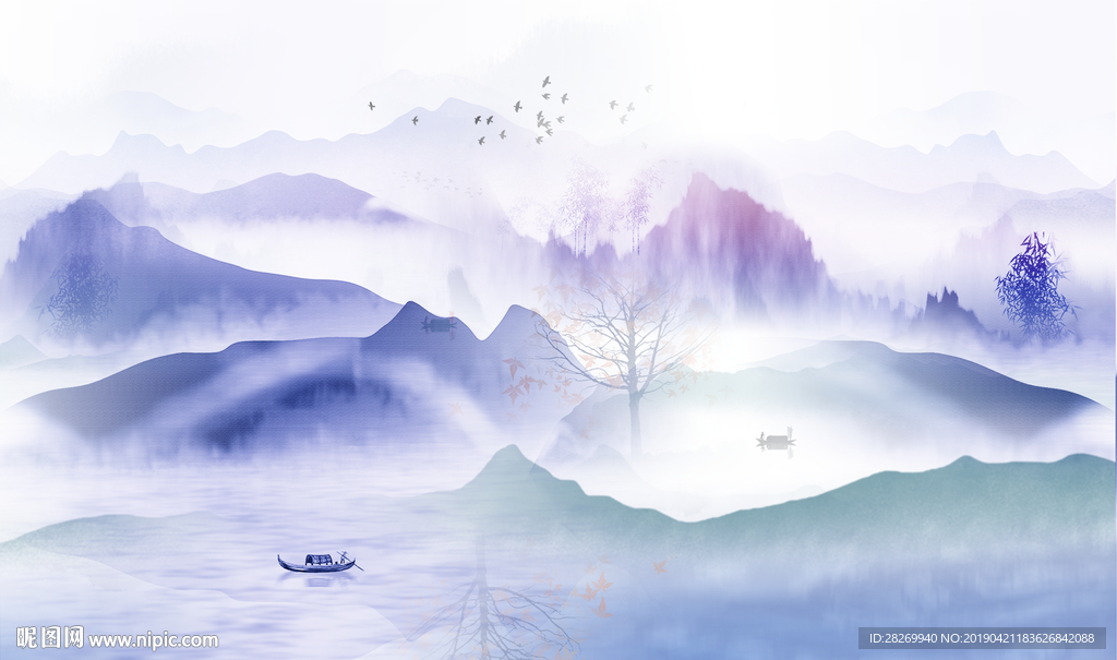 蓝色山水