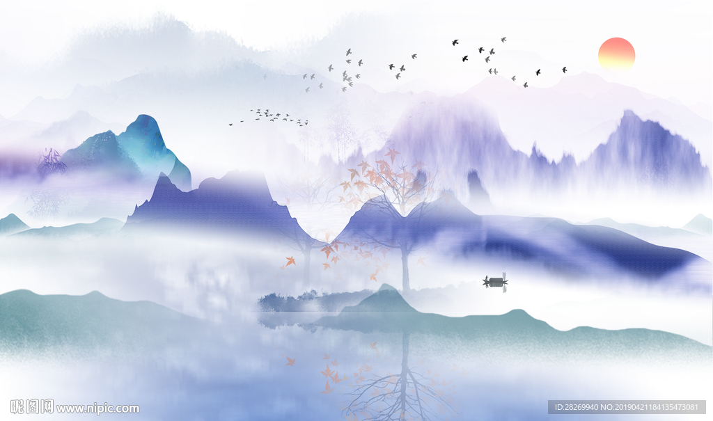 蓝色山水