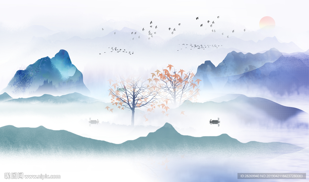 蓝色山水