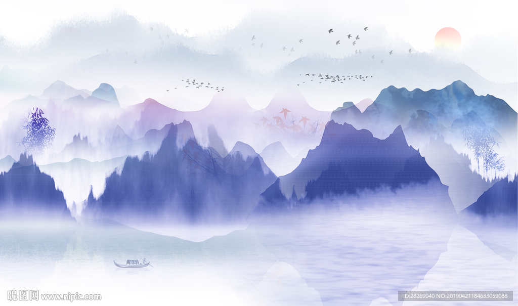蓝色山水