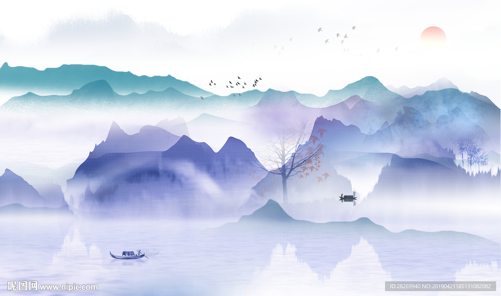 蓝色山水