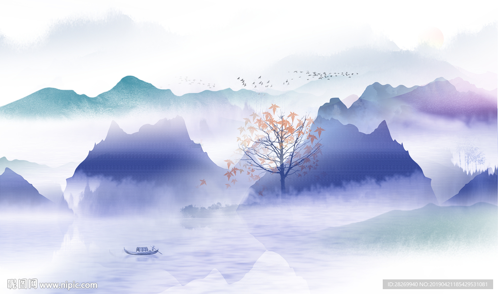 蓝色山水