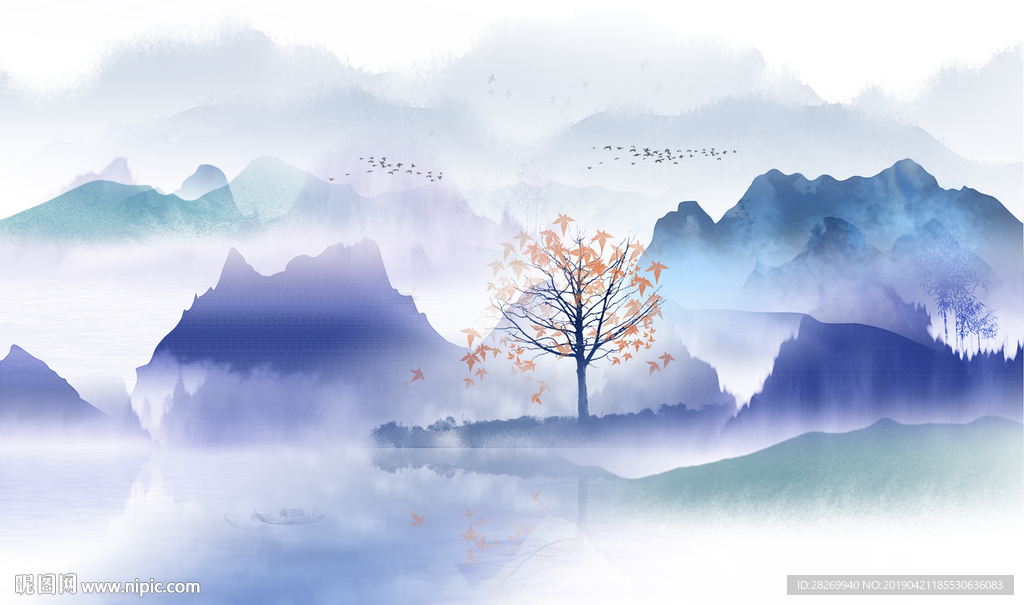 蓝色山水