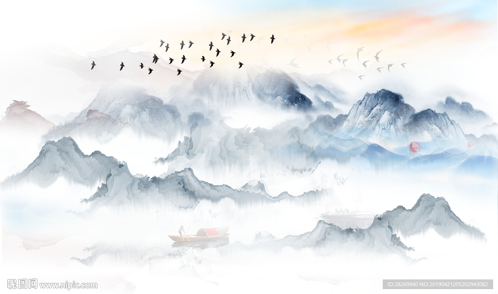 蓝色山水