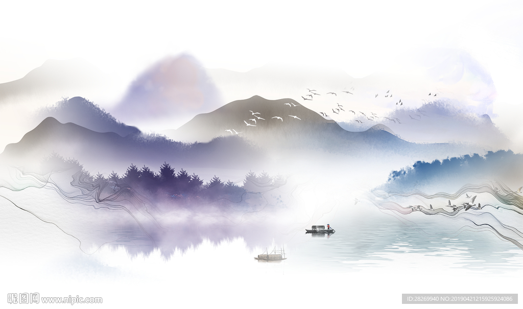 山水屏风