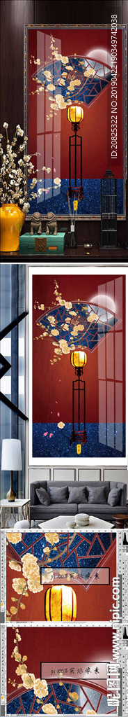 新中式装饰画古典建筑梅花装饰