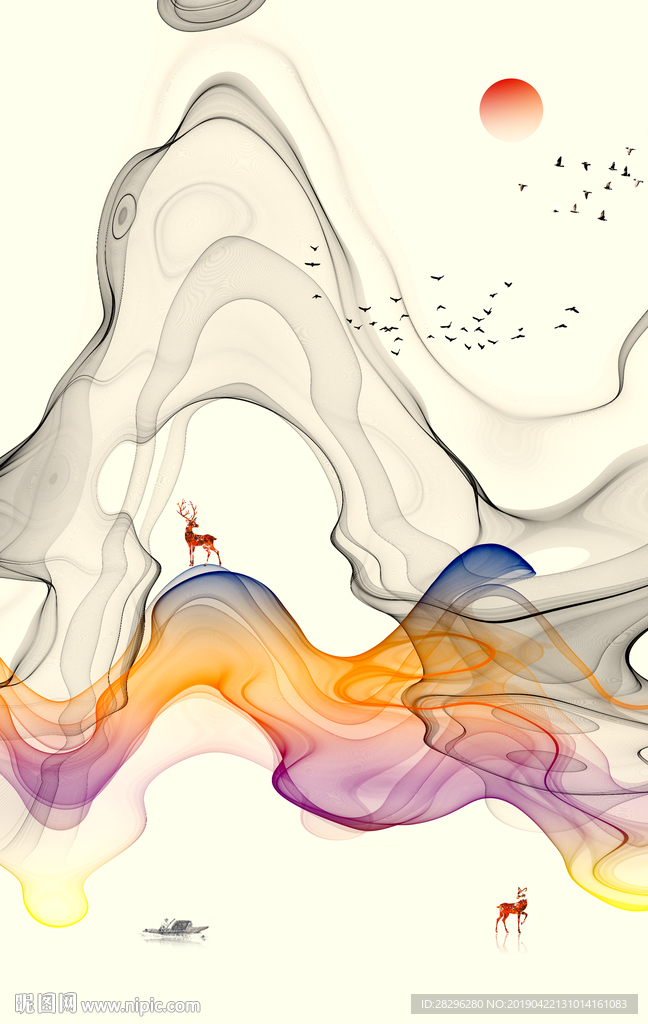现代山水客厅装饰画