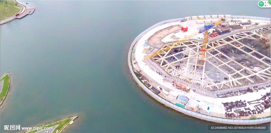 上海之鱼俯拍城市绿地规划建设