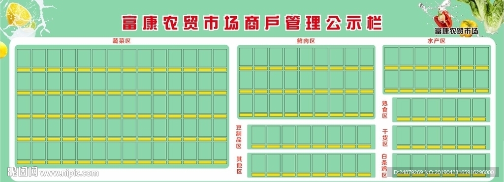 农贸市场商户管理公示栏
