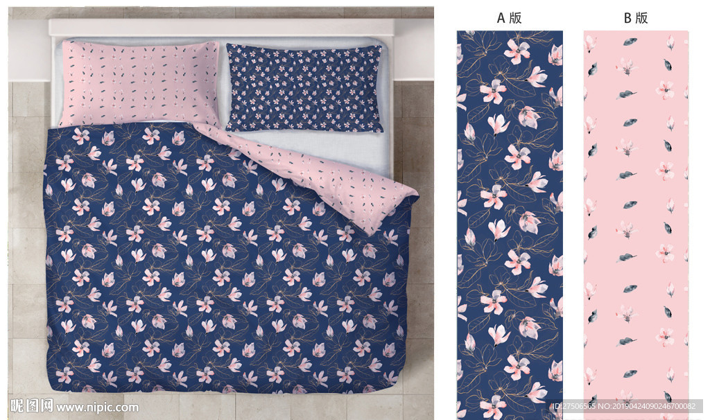 金色鲜花家纺图案