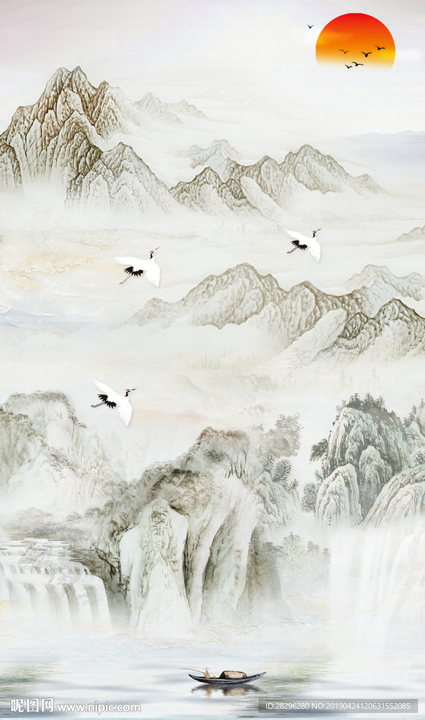 意境山水国画背景