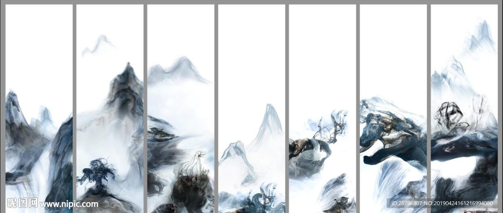 巨幅高清新中式抽象山水水墨画