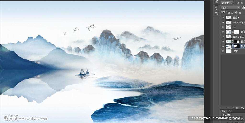 新中式山水背景墙装饰画