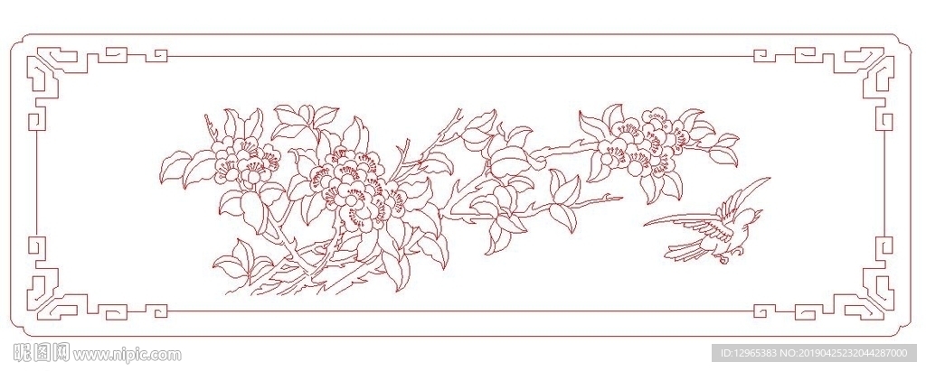 单线 花鸟 图